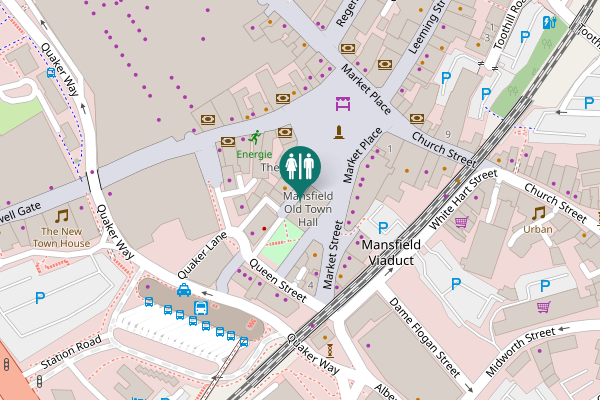 Map showing location of Mansfield Toilet