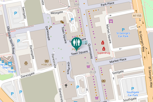 Map showing location of Stevenage Toilet