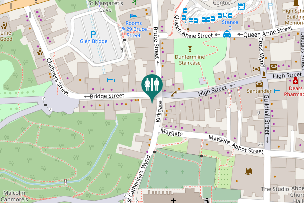 Map showing location of Bridge Street Toilet