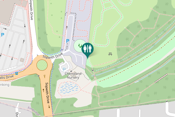 Map showing location of Brooklands Aerodrome former runway Toilet