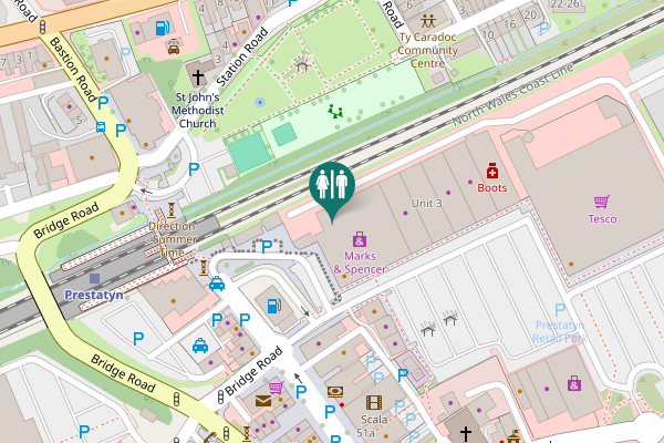 Map showing location of Bridge Road Toilet