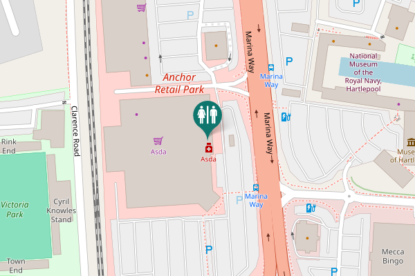 Map showing location of Marina Way Toilet