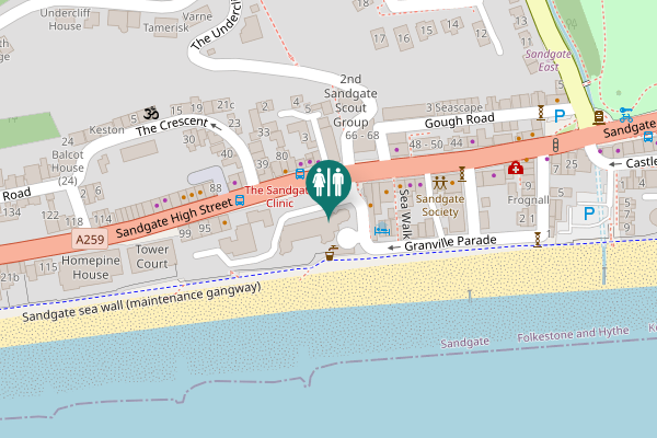 Map showing location of Sandgate High Street Toilet