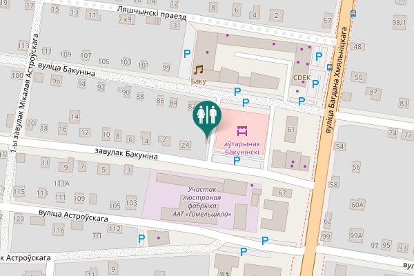 Map showing location of завулак Бакуніна 2А Toilet