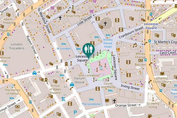 Map showing location of Leicester Square 1-4 Toilet