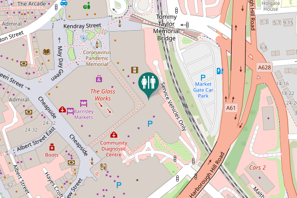 Map showing location of Service Vehicles Only Toilet