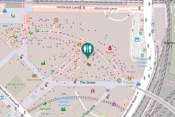 Map showing location of Montfichet Road Toilet