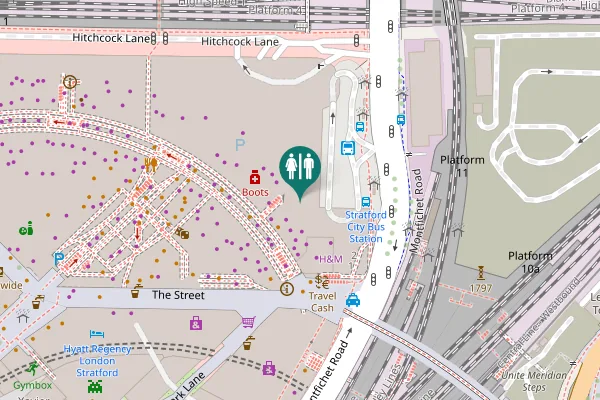 Map showing location of Montfichet Road Toilet