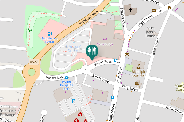 Map showing location of Wharf Road Toilet