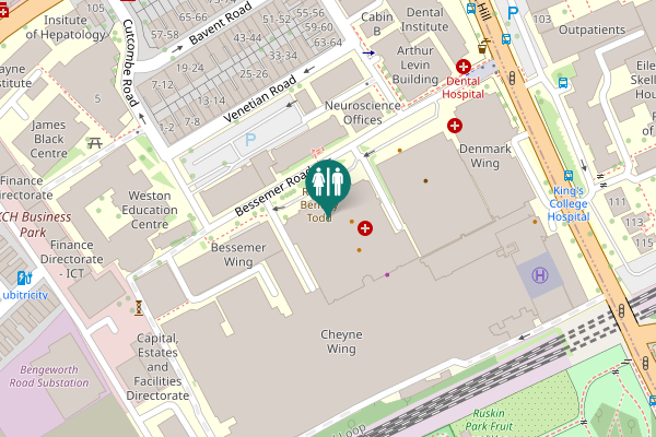 Map showing location of Denmark Hill Toilet