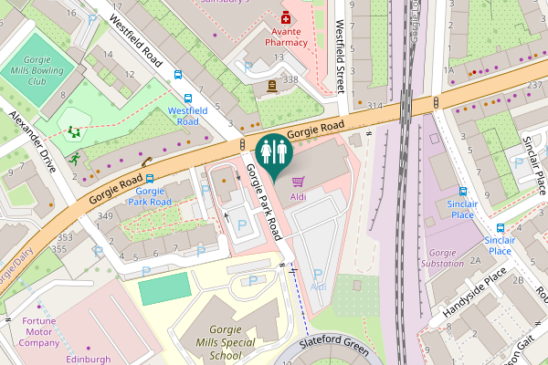 Map showing location of Gorgie Park Road 100 Toilet