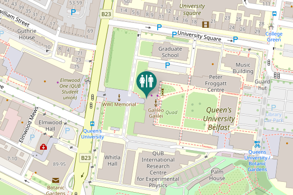 Map showing location of University Road Toilet