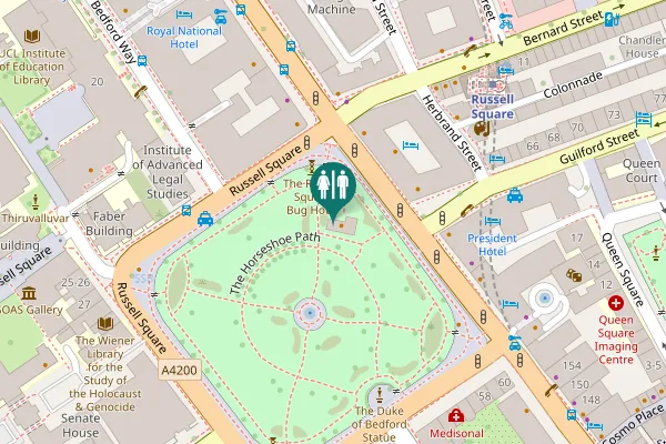Map showing location of The Horseshoe Path Toilet