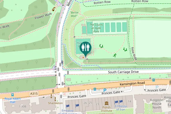 Map showing location of South Carriage Drive Toilet