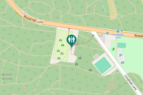 Map showing location of Bostall Hill Toilet