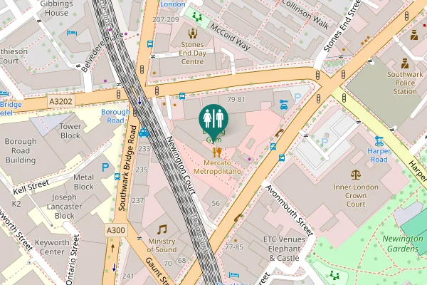 Map showing location of Newington Causeway 42 Toilet