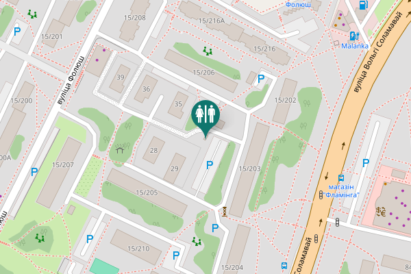 Map showing location of вуліца Фолюш 29 Toilet