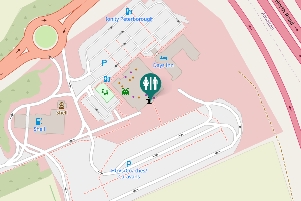 Map showing location of A605 Toilet