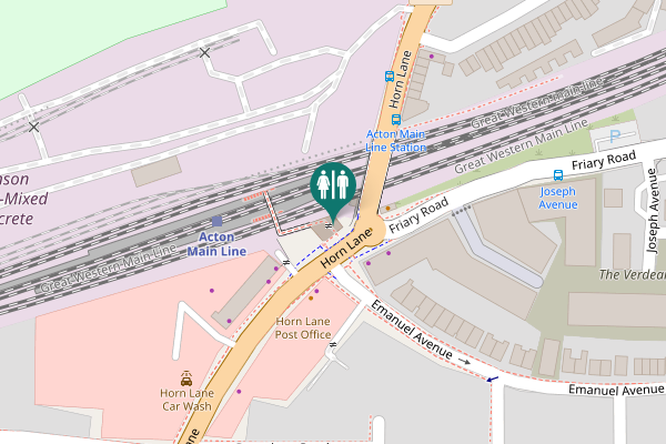 Map showing location of Horn Lane Toilet