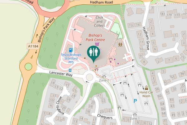 Map showing location of Lancaster Way Toilet