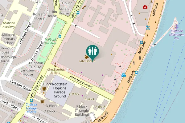 Map showing location of Atterbury Street Toilet