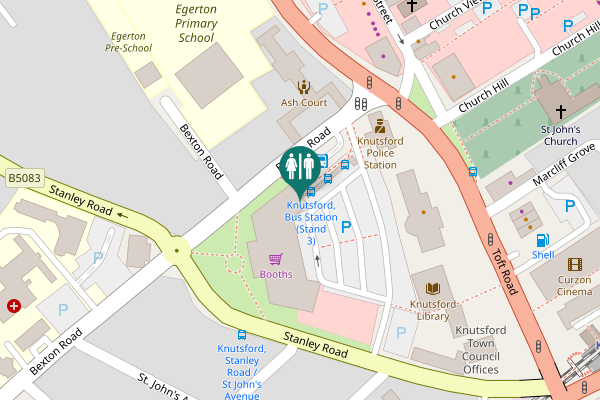 Map showing location of Bexton Road Toilet
