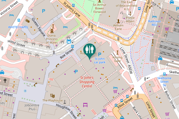 Map showing location of Roe Street Toilet