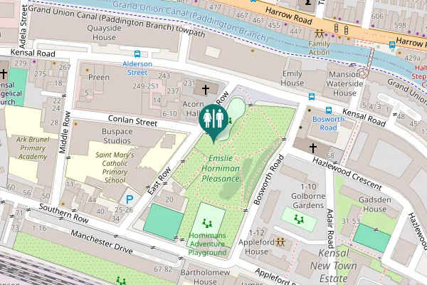 Map showing location of East Row Toilet