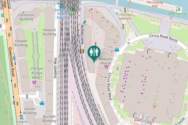 Map showing location of Arches Lane Toilet