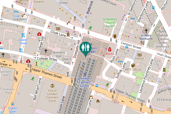 Map showing location of Cannon Street 78 Toilet