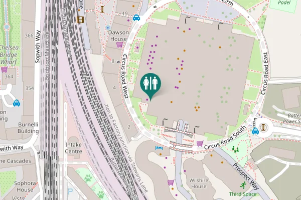 Map showing location of Circus Road West Toilet