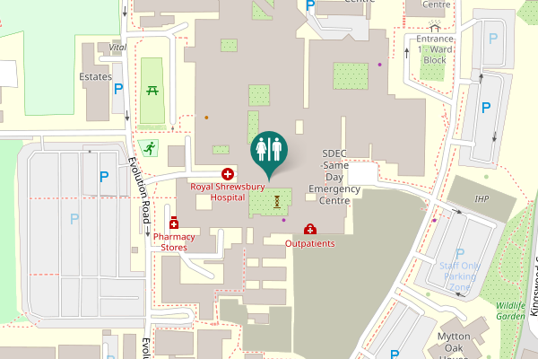 Map showing location of Mytton Oak Road Toilet
