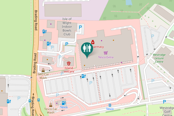 Map showing location of Brading Road Toilet