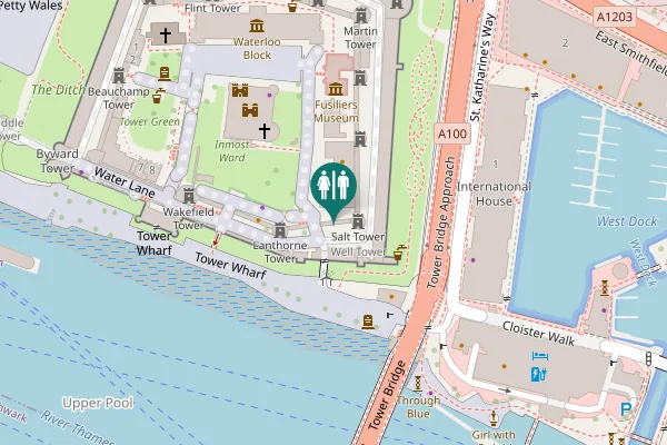 Map showing location of Mint Street Toilet