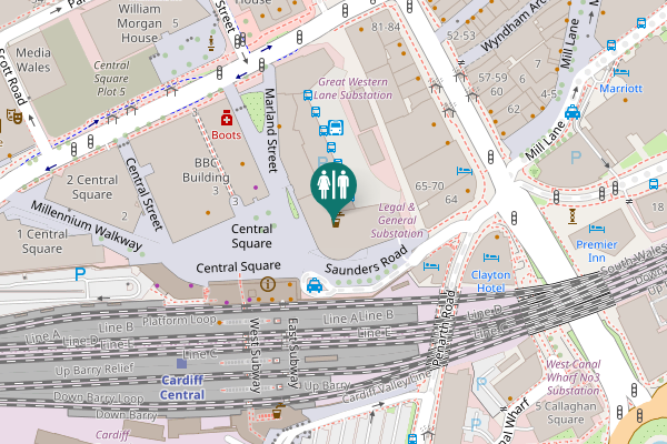 Map showing location of Central Square 3 Toilet