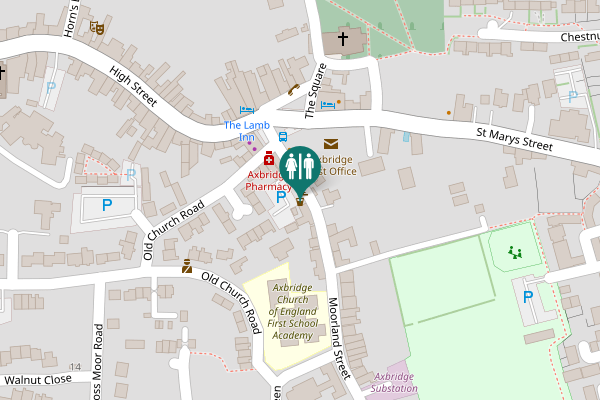 Map showing location of Moorland Street Toilet