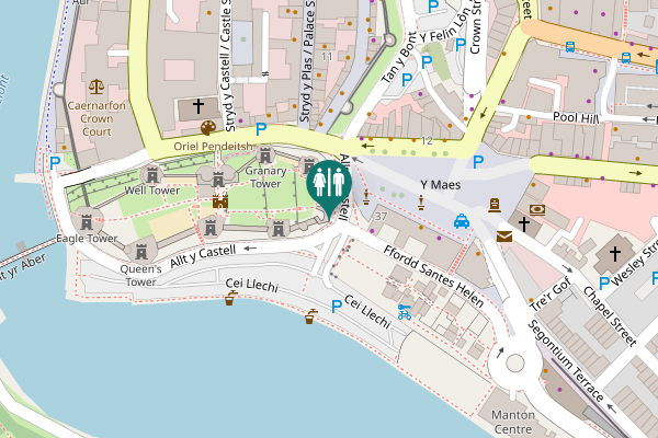 Map showing location of Allt y Castell Toilet