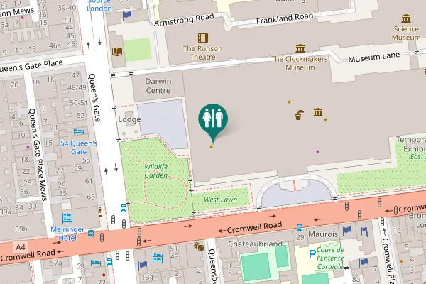 Map showing location of Exhibition Road Toilet