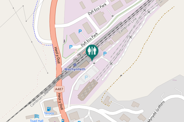 Map showing location of Heol y Doll Toilet