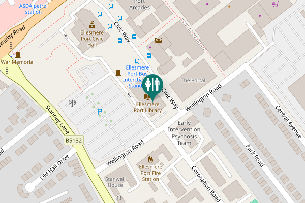 Map showing location of Civic Way Toilet