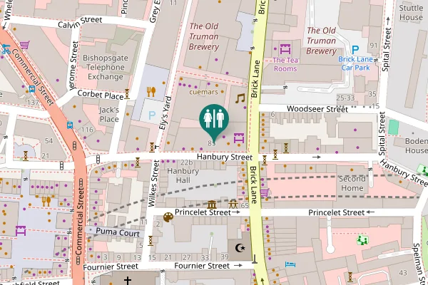 Map showing location of Brick Lane 85 Toilet