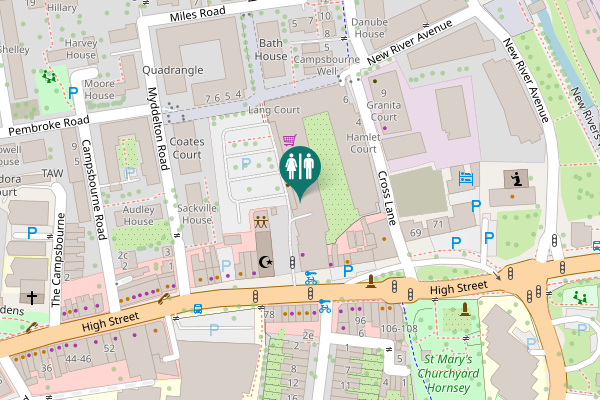 Map showing location of High Street Toilet