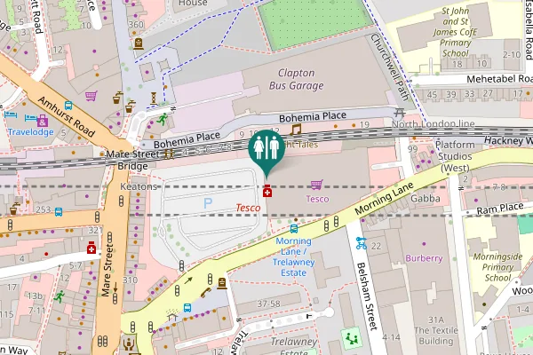 Map showing location of Morning Lane 55 Toilet