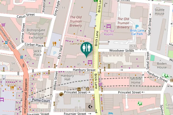 Map showing location of Brick Lane 85 Toilet