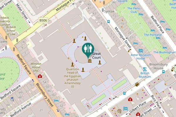 Map showing location of Great Court Toilet