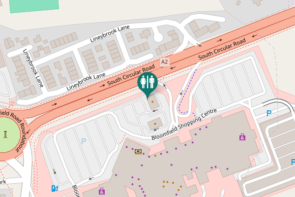 Map showing location of South Circular Road Toilet