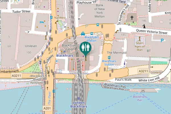 Map showing location of Queen Victoria Street Toilet