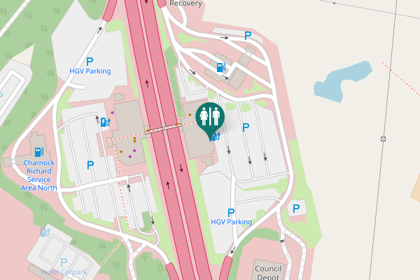 Map showing location of M6 Toilet