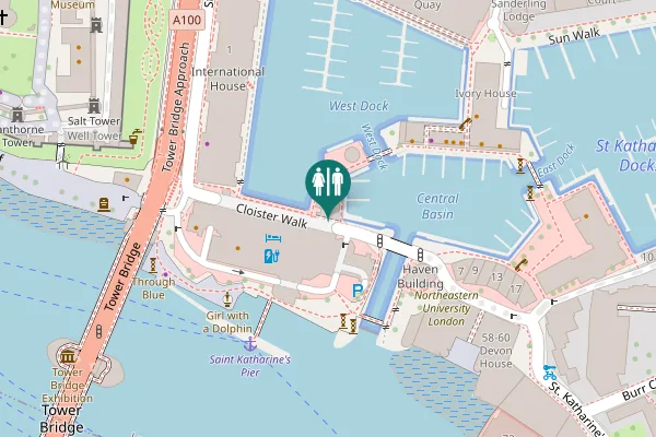 Map showing location of St. Katharine's Way Toilet