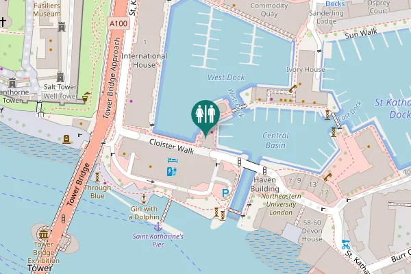 Map showing location of St. Katharine's Way Toilet